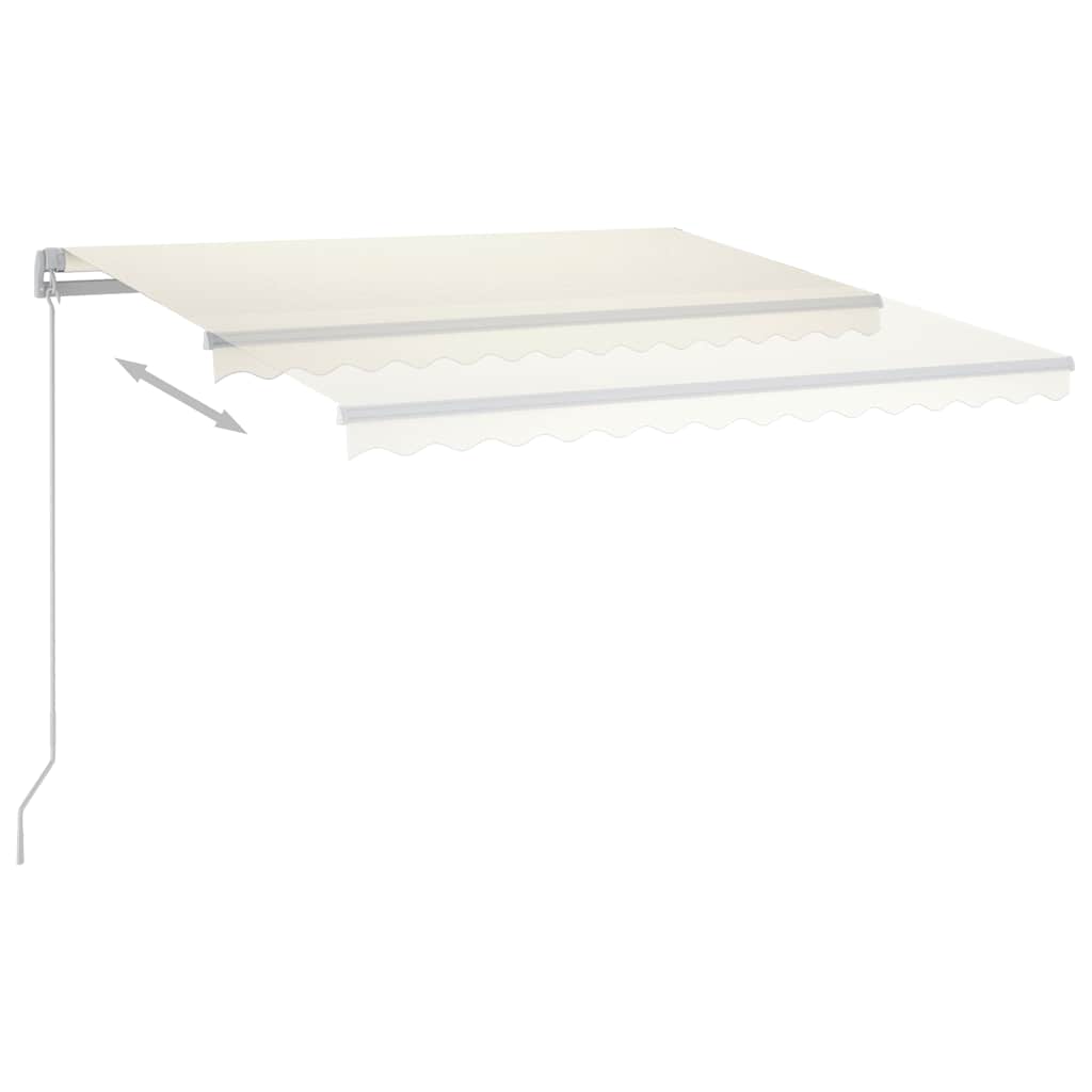 markise m. LED-lys 300x250 cm manuel betjening cremefarvet