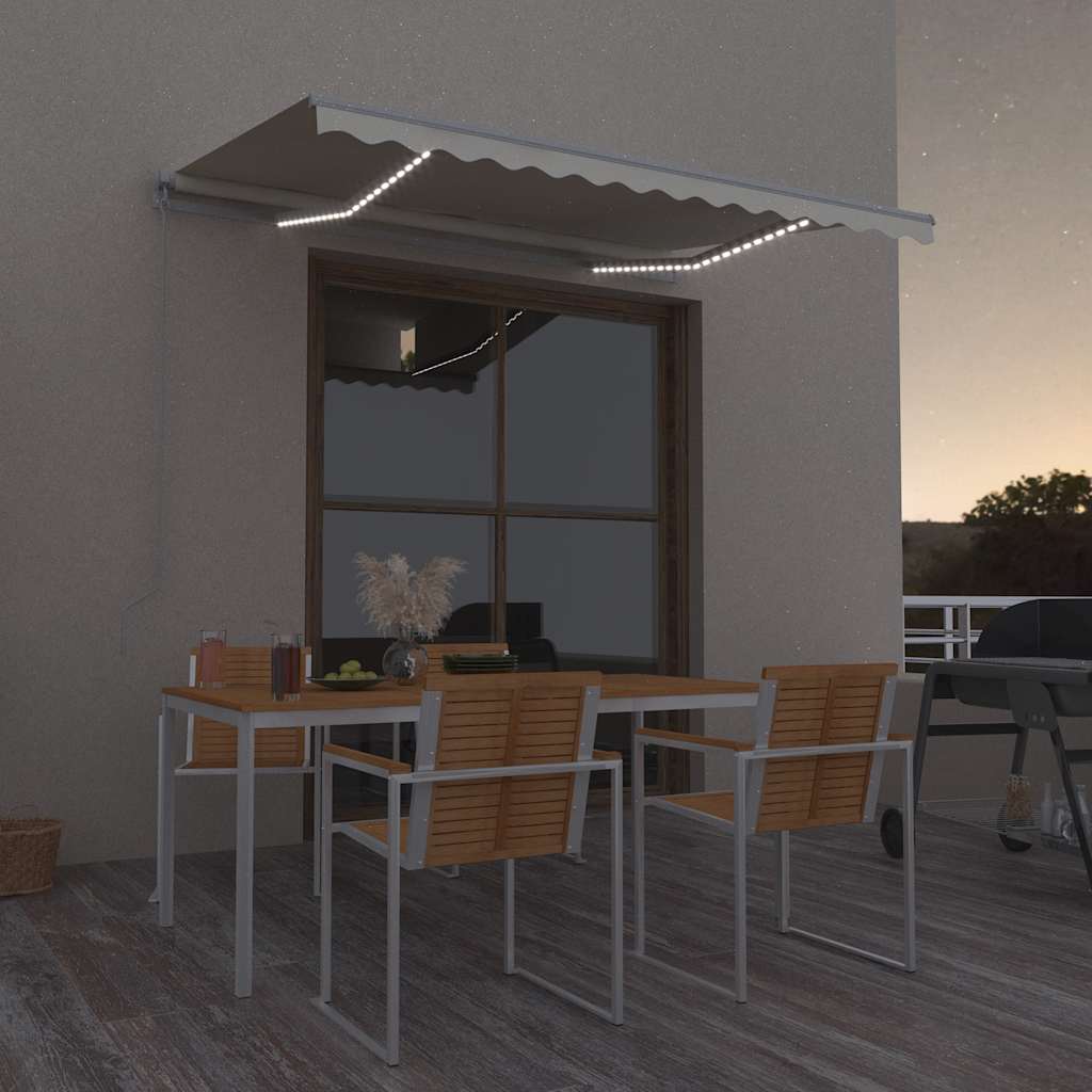 markise m. LED-lys 300x250 cm manuel betjening cremefarvet