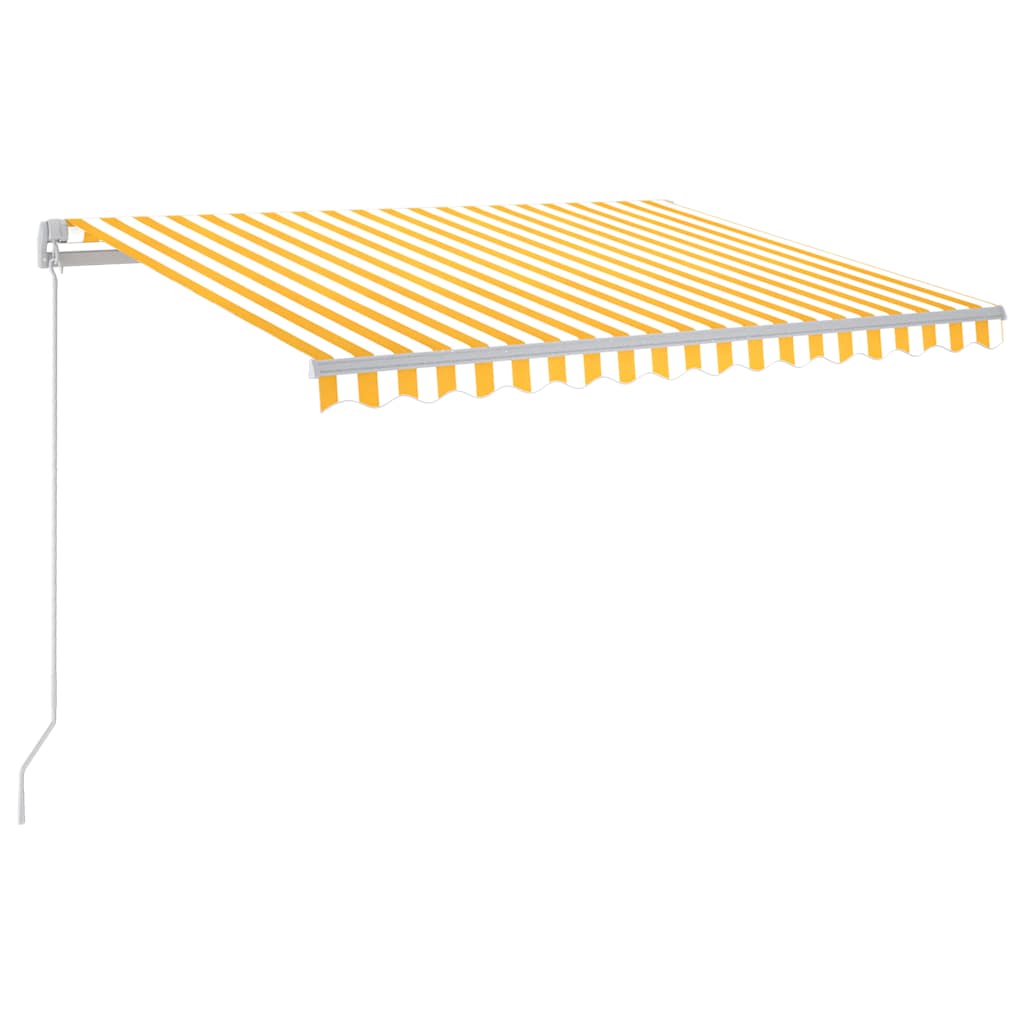 markise m. LED-lys 300x250 cm manuel betjening gul og hvid