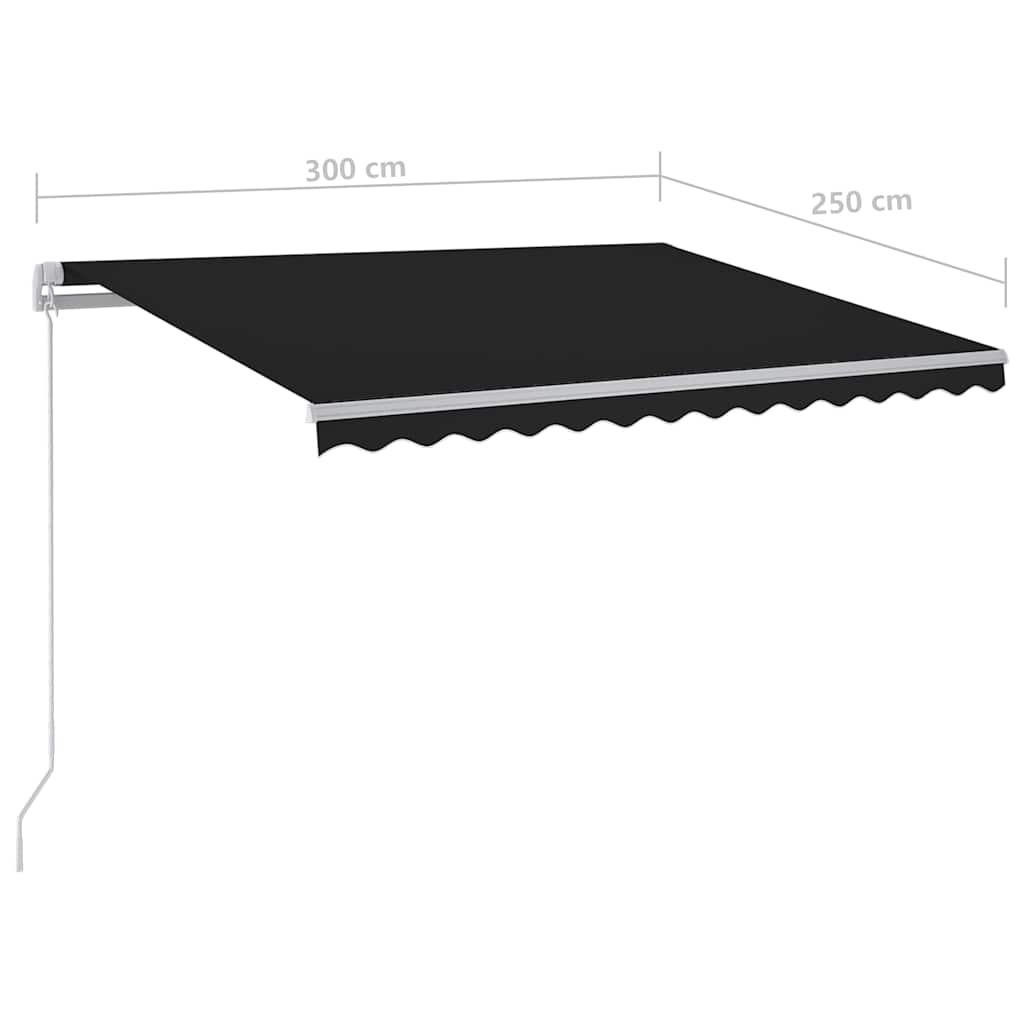 markise m. LED-lys 300x250 cm manuel betjening antracitgrå