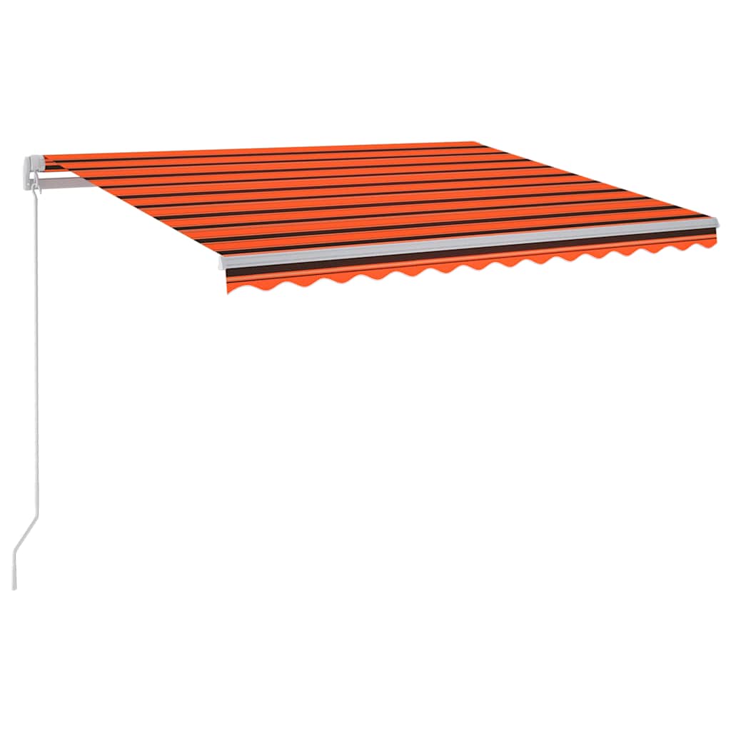 markise m. LED-lys 300x250 cm manuel betjening orange og brun