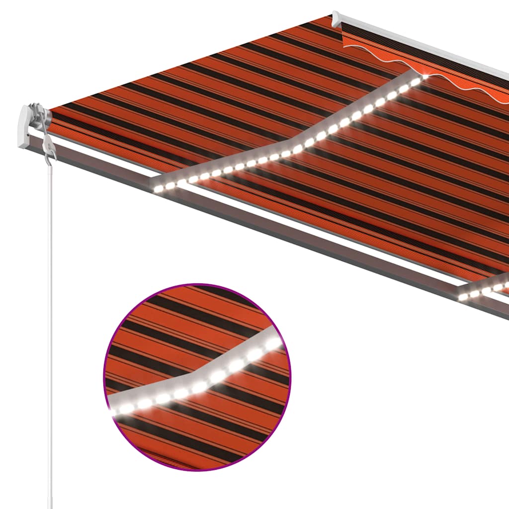 markise m. LED + vindsensor 300x250 cm automatisk orange/brun
