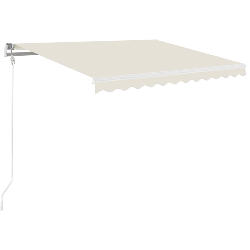 markise m. LED 350x250 cm manuel betjening cremefarvet