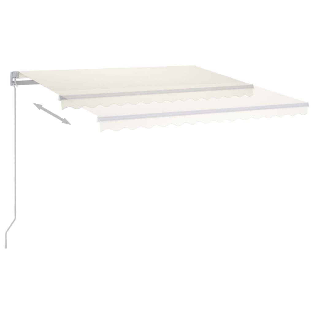 markise m. LED 350x250 cm manuel betjening cremefarvet