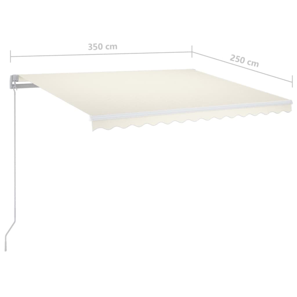 markise m. LED 350x250 cm manuel betjening cremefarvet