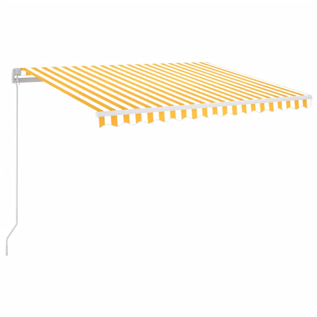 markise m. LED 350x250 cm manuel betjening gul og hvid