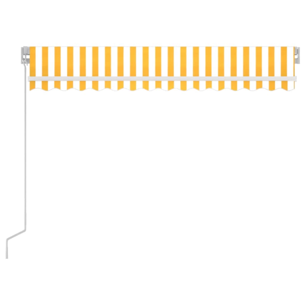markise m. LED 350x250 cm manuel betjening gul og hvid