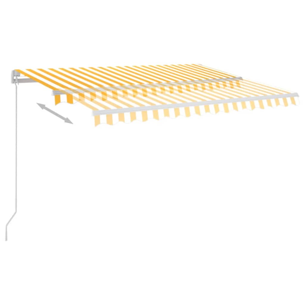 markise m. LED 350x250 cm manuel betjening gul og hvid
