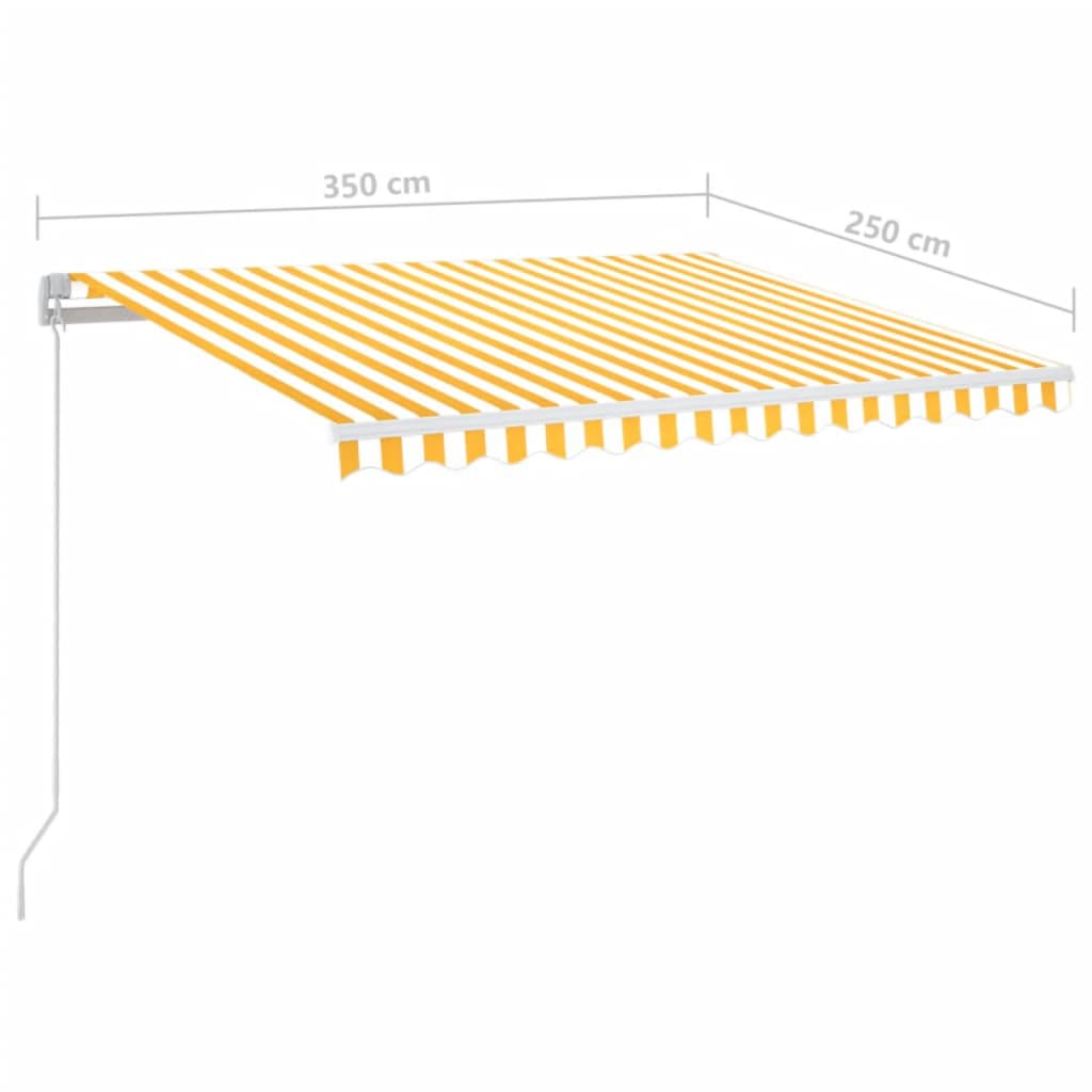 markise m. LED 350x250 cm manuel betjening gul og hvid
