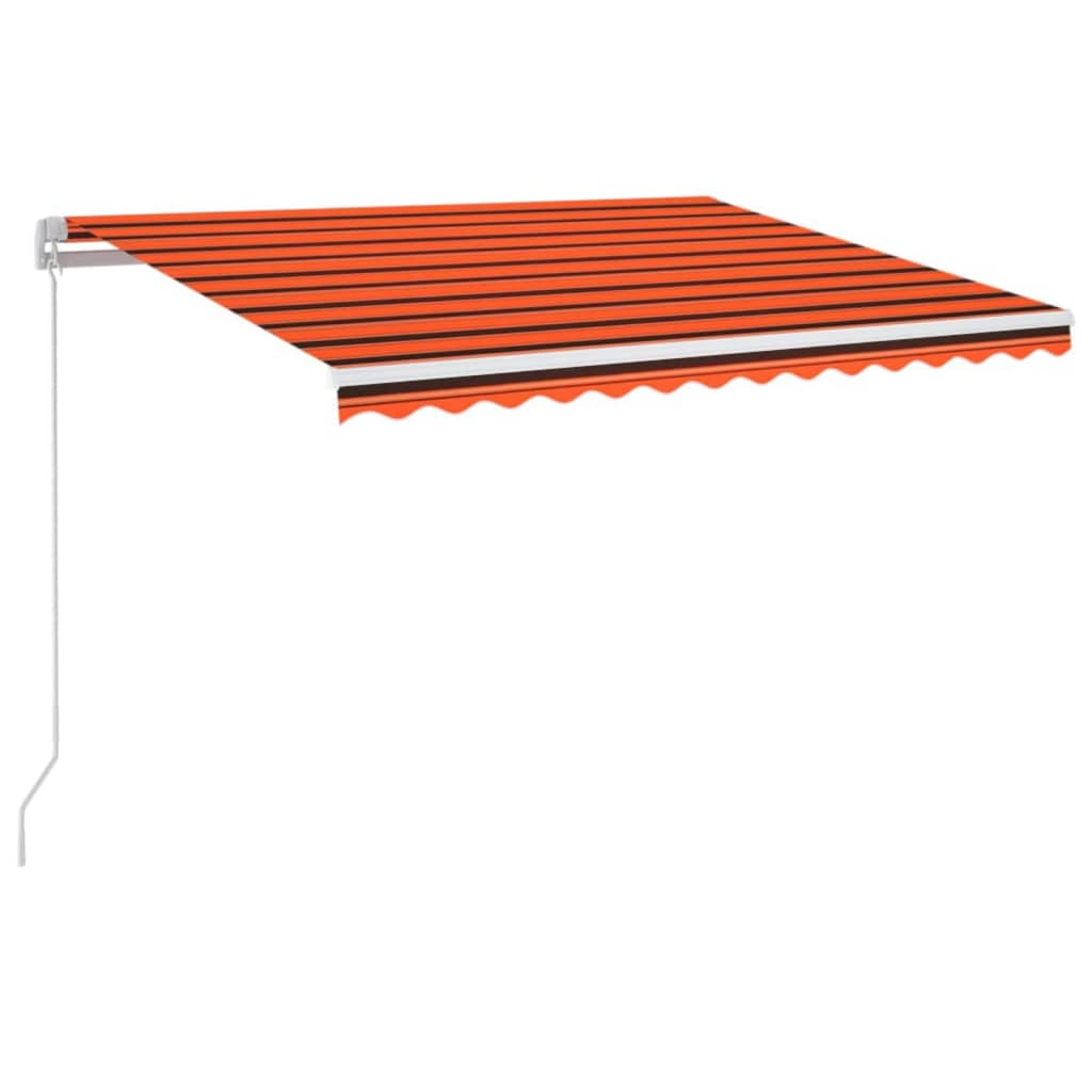 markise m. LED-lys 350x250 cm manuel betjening orange og brun
