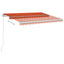 markise m. LED-lys 350x250 cm manuel betjening orange og brun