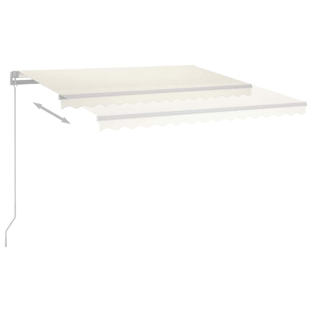 markise m. LED-lys 400x300 cm manuel betjening cremefarvet