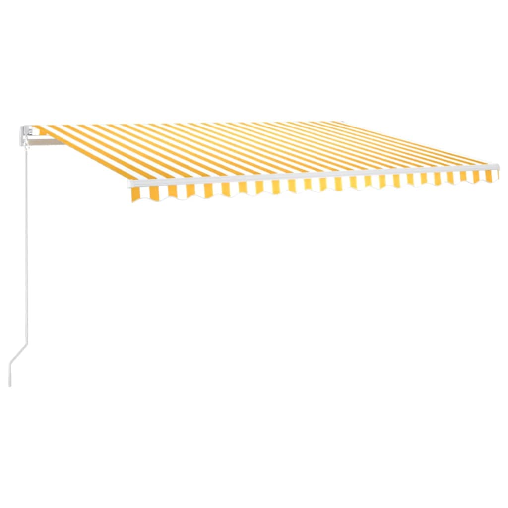 markise m. LED-lys 400x300 cm manuel betjening gul og hvid