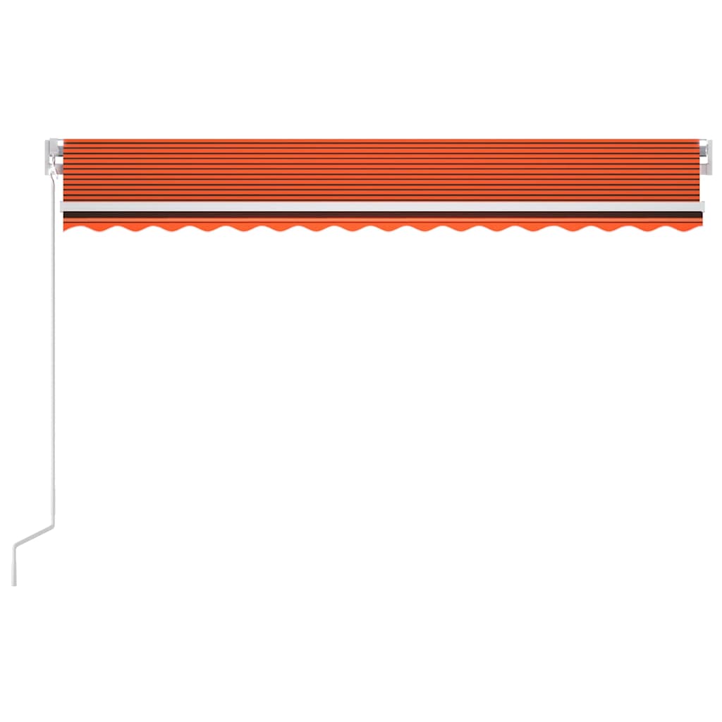 markise m. LED + vindsensor 400x300 cm automatisk orange/brun