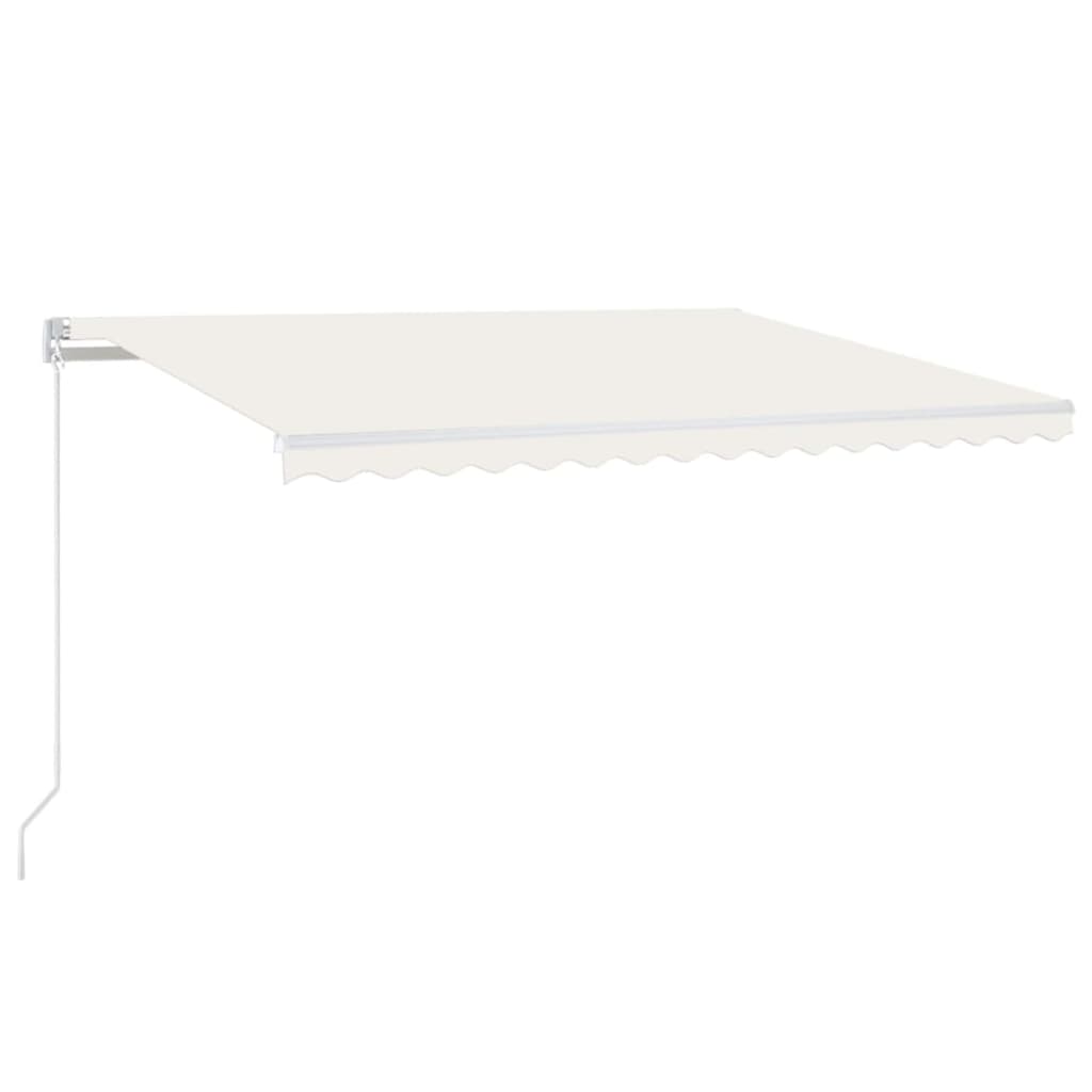 markise m. LED-lys 450x300 cm manuel betjening cremefarvet
