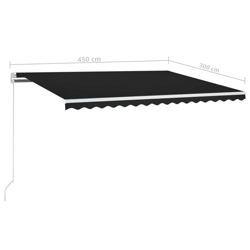 markise m. LED-lys 450x300 cm manuel betjening antracitgrå