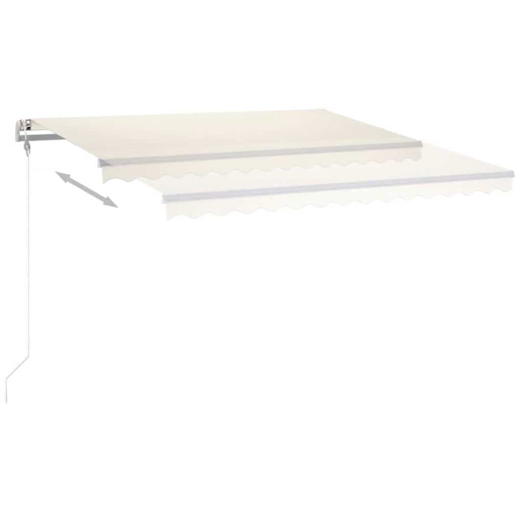 markise m. LED + vindsensor 450x300 cm automatisk cremefarvet