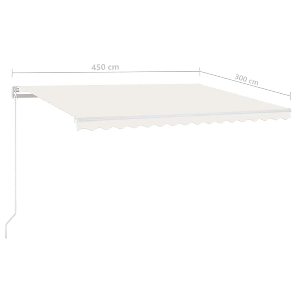 markise m. LED + vindsensor 450x300 cm automatisk cremefarvet
