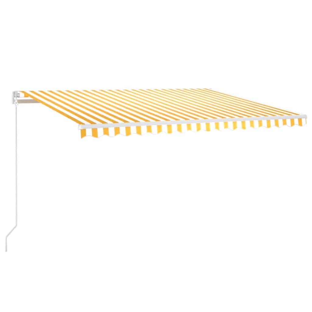 markise m. LED + vindsensor 450x300 cm automatisk gul og hvid