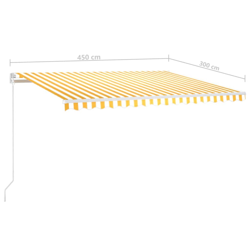 markise m. LED + vindsensor 450x300 cm automatisk gul og hvid