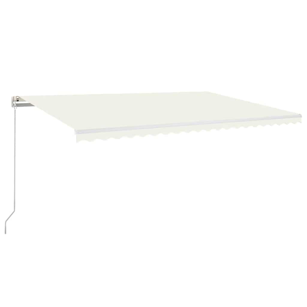 markise m. LED-lys 500x300 cm manuel betjening cremefarvet