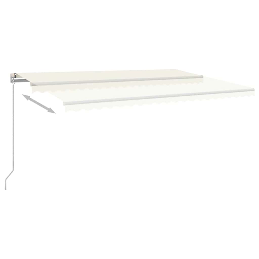 markise m. LED-lys 500x300 cm manuel betjening cremefarvet