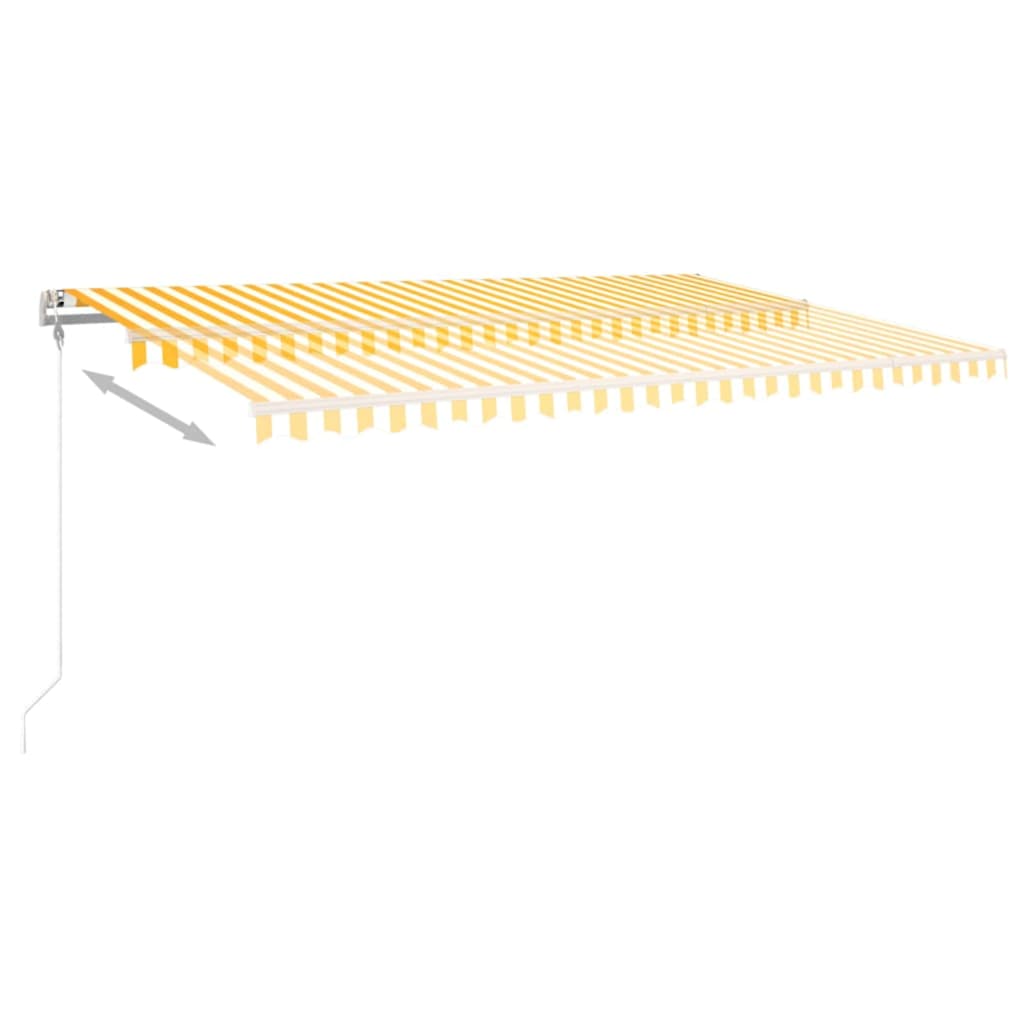markise m. LED + vindsensor 500x300 cm automatisk gul og hvid