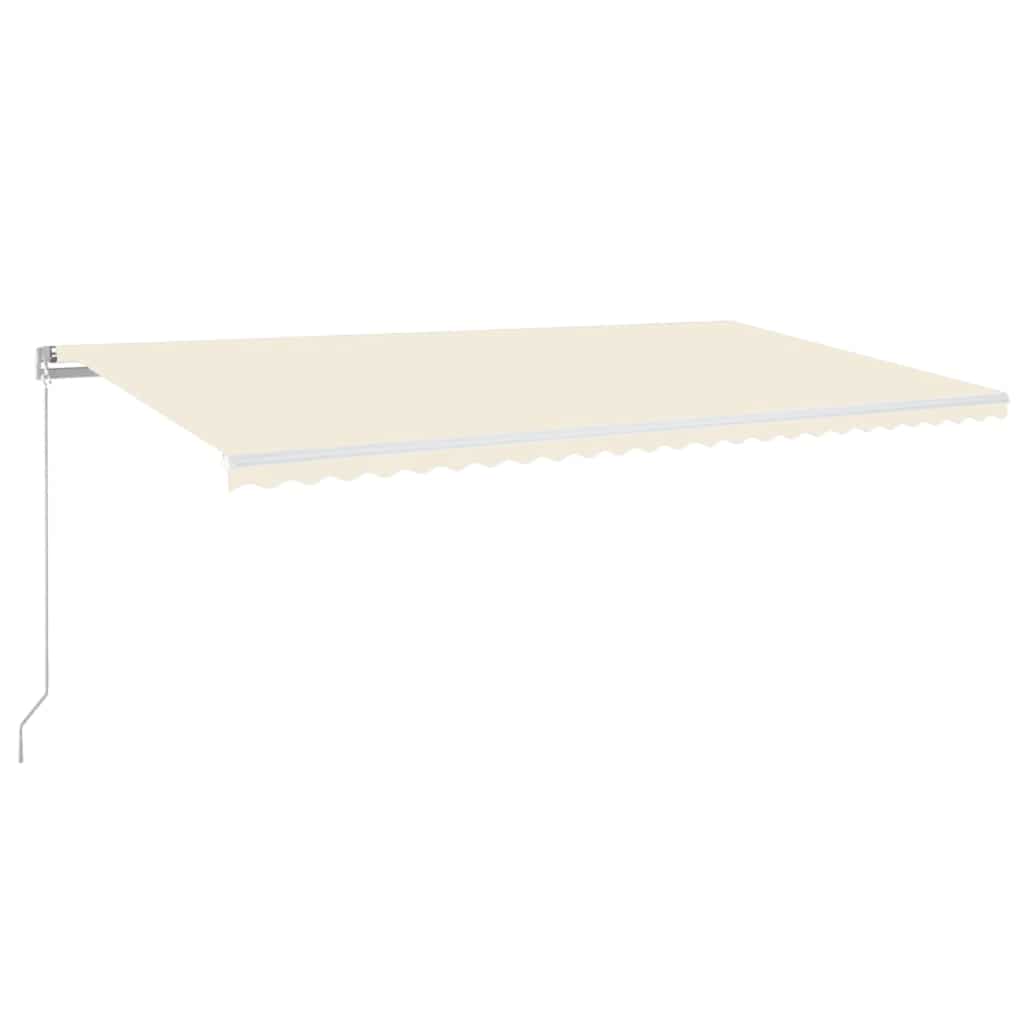markise m. LED-lys 600x300 cm manuel betjening cremefarvet