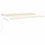 markise m. LED-lys 600x300 cm manuel betjening cremefarvet