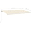 markise m. LED-lys 600x300 cm manuel betjening cremefarvet