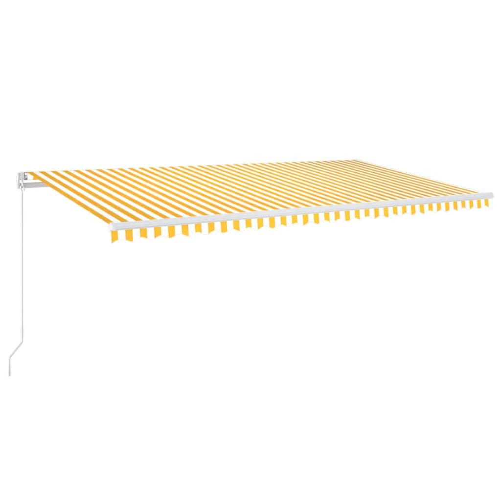 markise m. LED-lys 600x300 cm manuel betjening gul og hvid