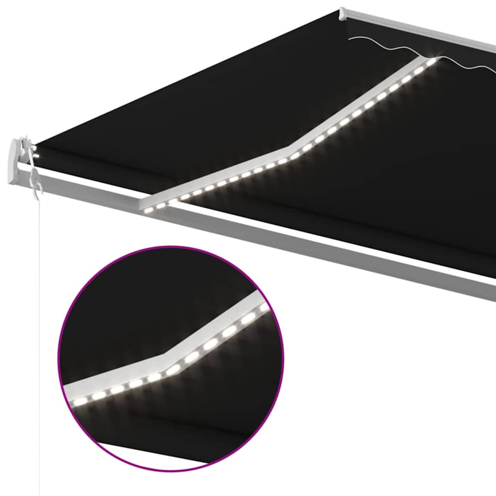 markise m. LED + vindsensor 600x300 cm automatisk antracit