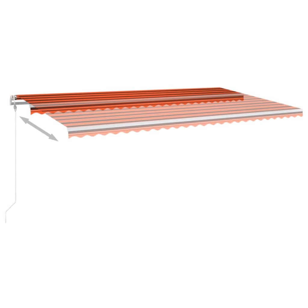 markise m. LED + vindsensor 600x300 cm automatisk orange/brun