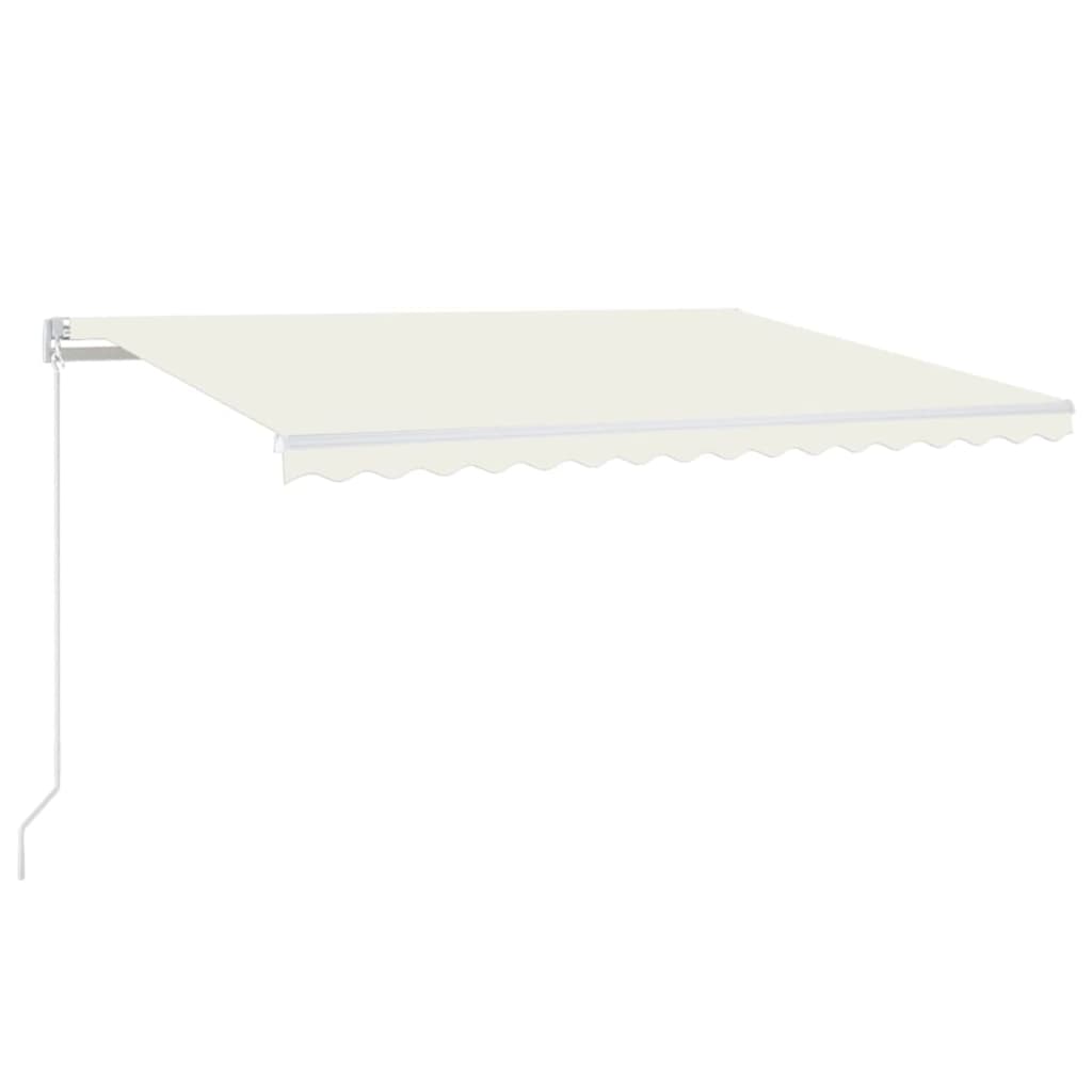 markise m. LED-lys 400x350 cm manuel betjening cremefarvet
