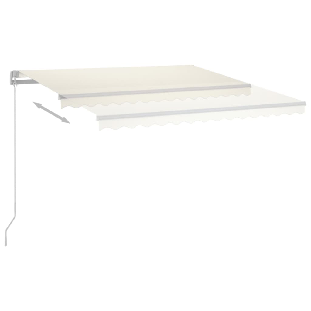 markise m. LED-lys 400x350 cm manuel betjening cremefarvet