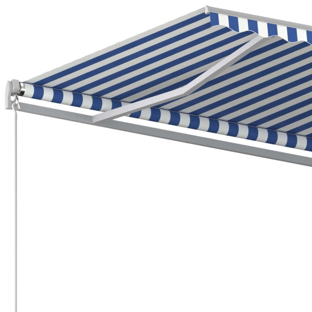 markise 450x350 cm manuel betjening blå og hvid