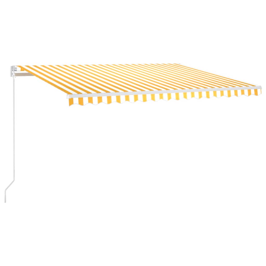 markise m. LED-lys 450x350 cm manuel betjening gul og hvid
