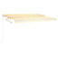 markise m. LED-lys 450x350 cm manuel betjening gul og hvid