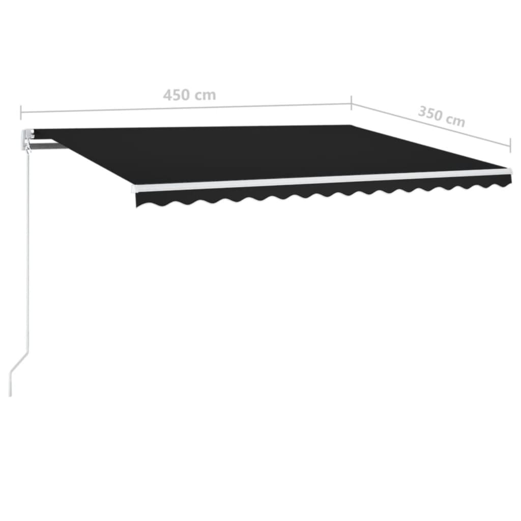 markise med LED-lys 450x350 cm manuel betjening antracitgrå