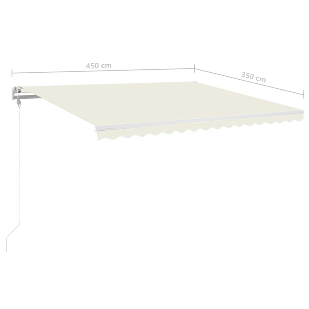 markise m. LED + vindsensor 450x350 cm automatisk cremefarvet
