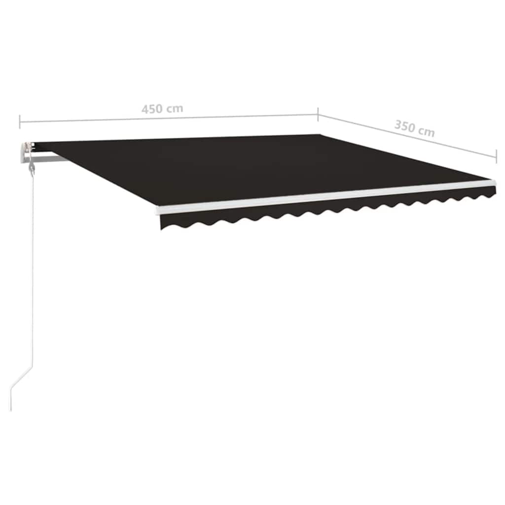 markise m. LED + vindsensor 450x350 cm automatisk antracitgrå