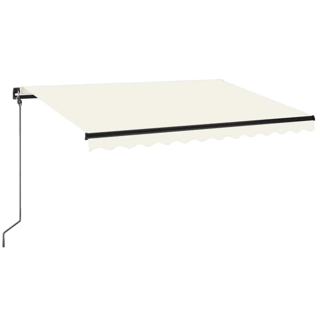 markise m. LED-lys 350x250 cm manuel betjening cremefarvet