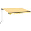 markise m. LED-lys 350x250 cm manuel betjening gul og hvid