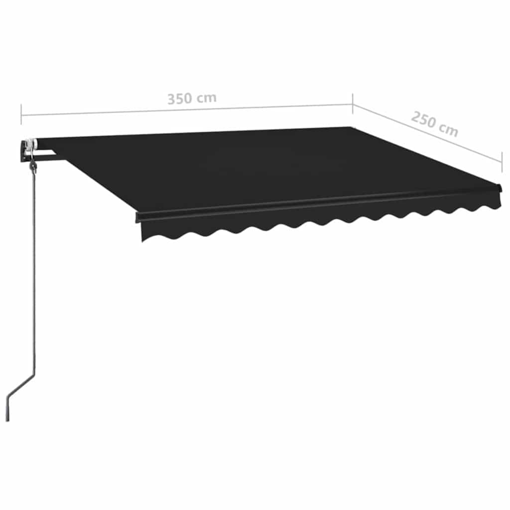 markise m. LED + vindsensor 350x250 cm automatisk antracitgrå