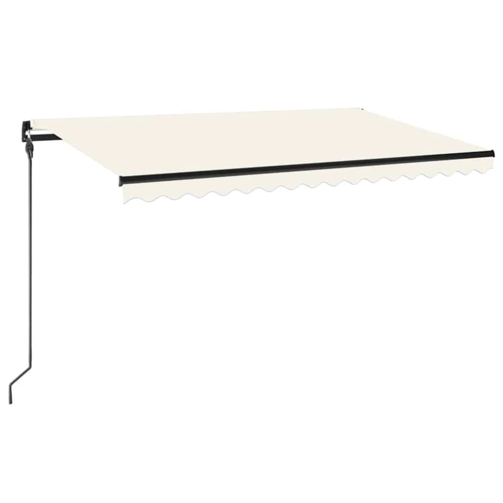 markise m. LED-lys 450x300 cm manuel betjening cremefarvet