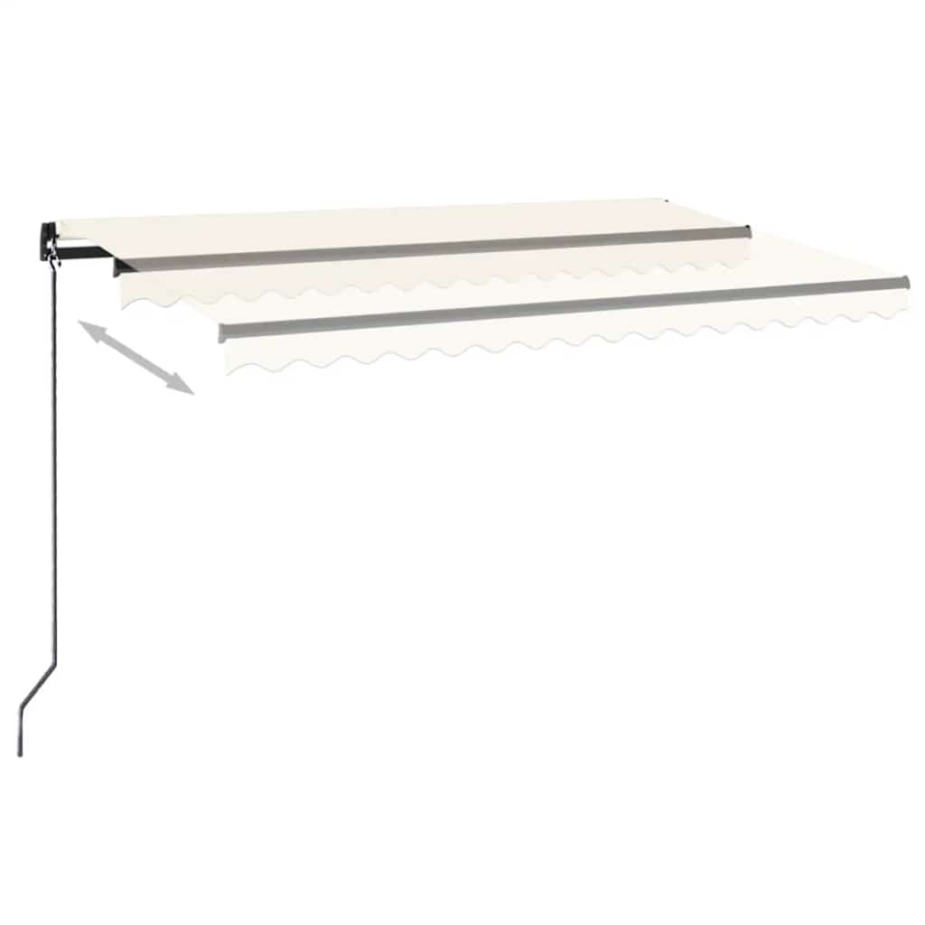markise m. LED-lys 450x300 cm manuel betjening cremefarvet