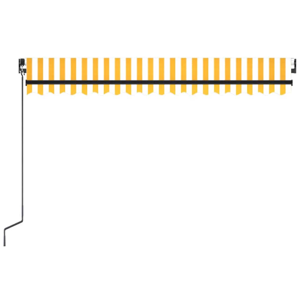 markise m. LED-lys 450x300 cm manuel betjening gul og hvid