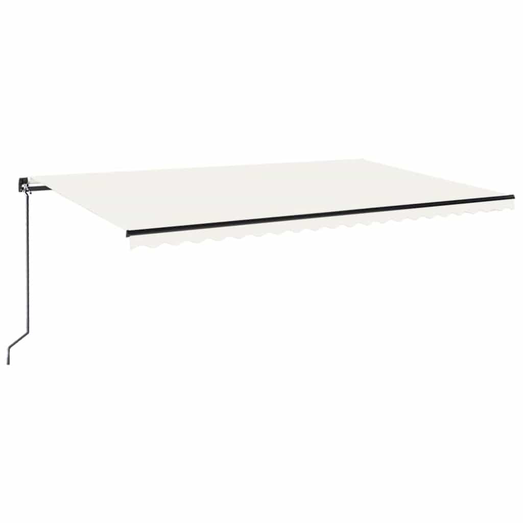 markise m. LED-lys 500x300 cm manuel betjening cremefarvet