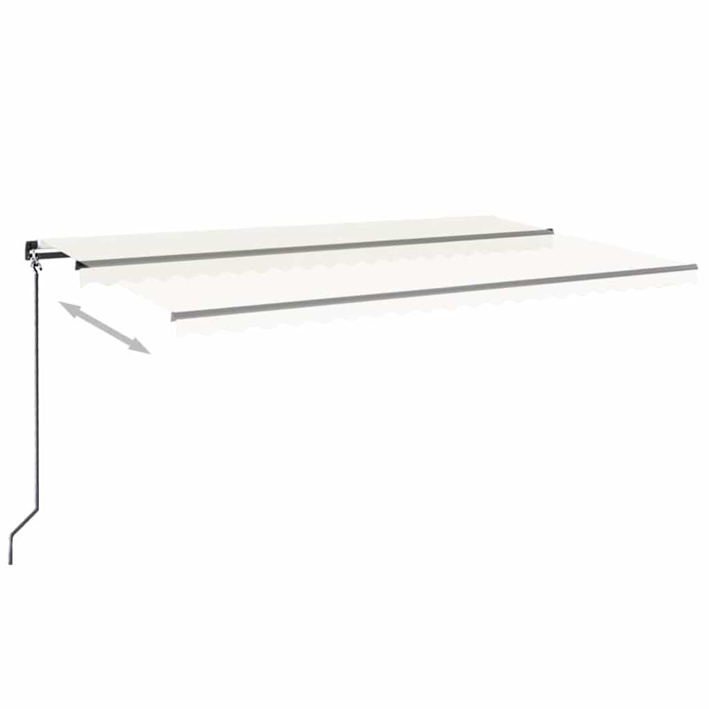 markise m. LED-lys 500x300 cm manuel betjening cremefarvet