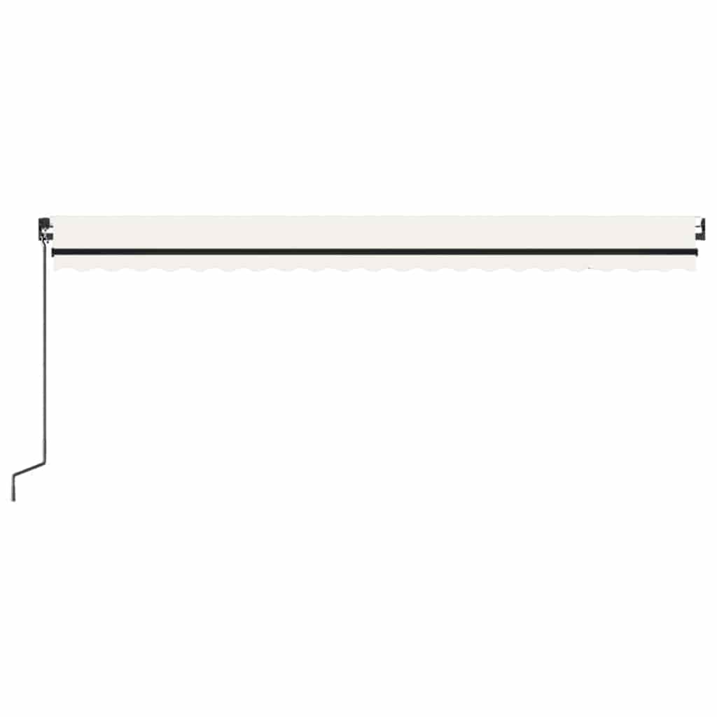 markise m. LED-lys 500x300 cm manuel betjening cremefarvet